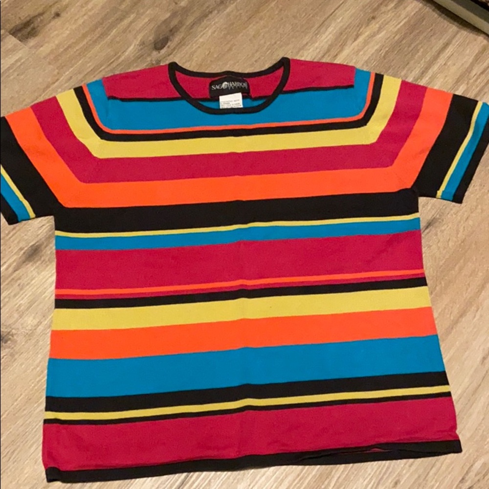 Sag harbor petite colorful striped shirt